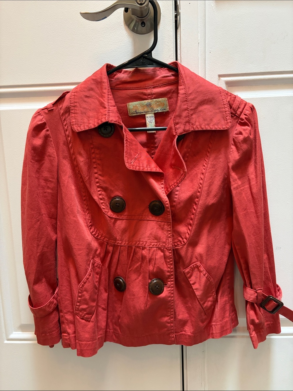 American Rag Coral Double-Breasted Peplum Pea Coat